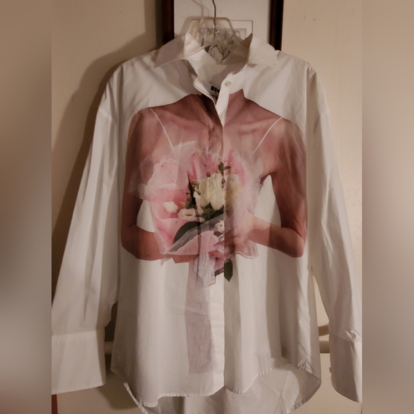 NWT sz 38 MSGM unique white shirt with bride printed on it